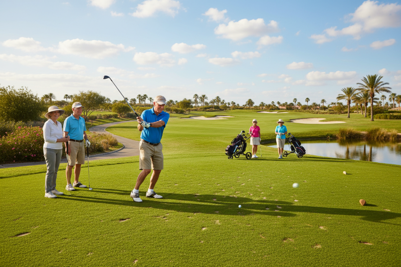 Seniors playing golf
